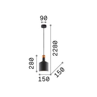 Sospensione Industrial-Minimal Triade-3 Metallo Grigio 1 Luce E27