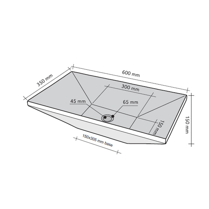 Lavabo da Appoggio in marmo Basalto Trapezio Nero 60x35  Altezza 15 cm