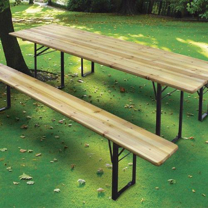 SET BIRRERIA TAVOLO + 2 PANCHE IN LEGNO NATURALE RICHIUDIBILE 200X60 cm 4F SETBIR20060