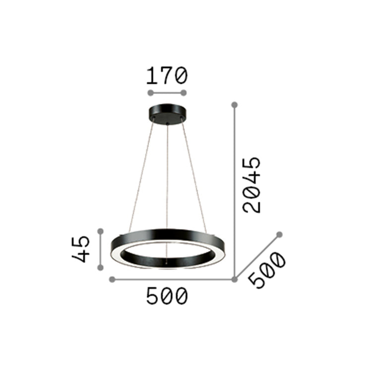 Sospensione Moderna Oracle Alluminio-Plastiche Nero Led 28W 3000K D50Cm