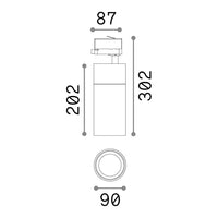 Proiettore Cilindrico Quick Alluminio Nero Led 28W 3000K Luce Calda On-Off Cri90