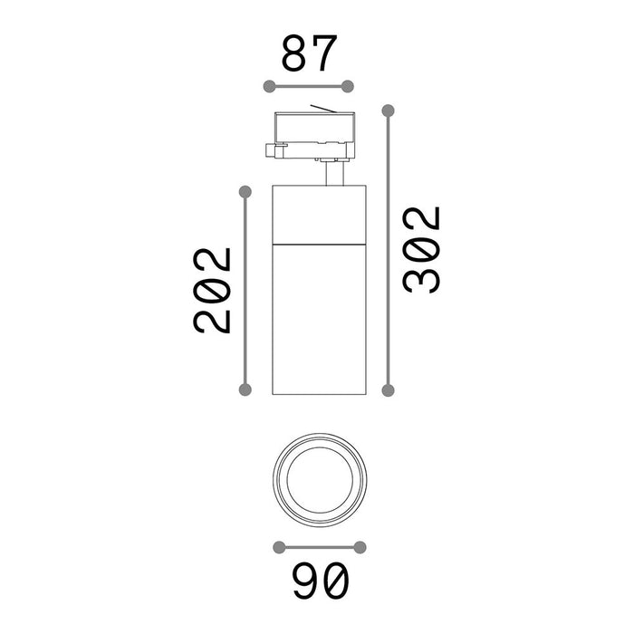 Proiettore Cilindrico Quick Alluminio Nero Led 28W 3000K Luce Calda On-Off Cri90