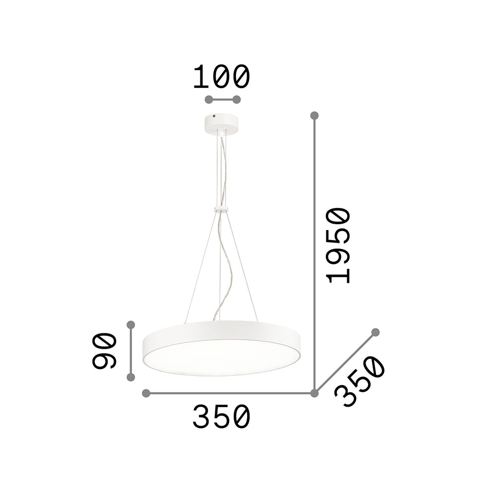 Sospensione Moderna Halo Alluminio Bianco Led 26W 4000K Luce Naturale