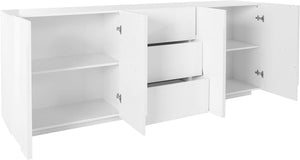 Credenza 4 Ante + 3 Cassetti 224,1x44,2x86 cm Ping Bianco Lucido