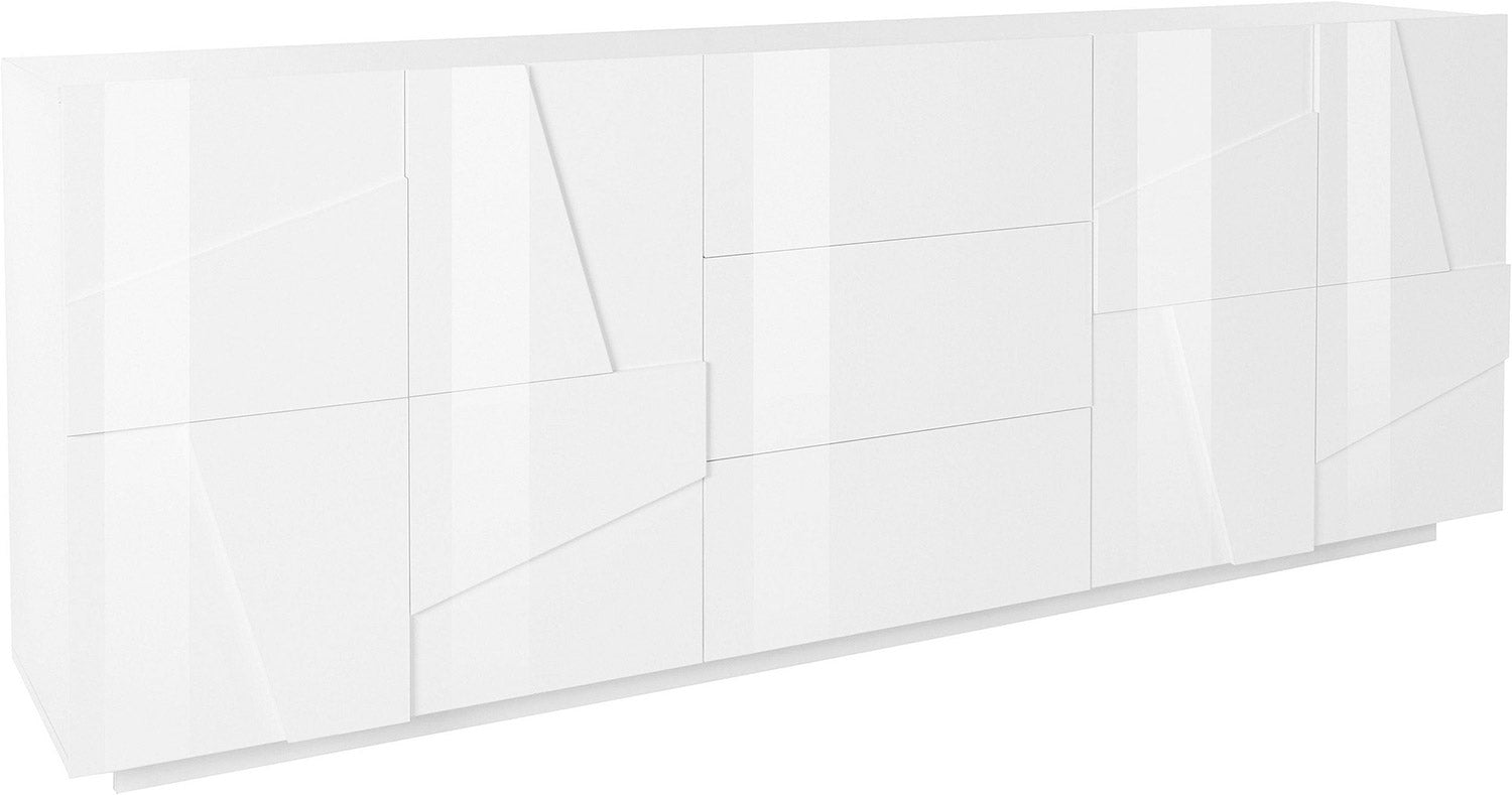 Credenza 4 Ante + 3 Cassetti 224,1x44,2x86 cm Ping Bianco Lucido