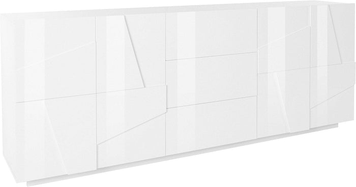 Credenza 4 Ante + 3 Cassetti 224,1x44,2x86 cm Ping Bianco Lucido