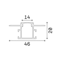 Profilo Slot Metallo Bianco Trimless D46X20 200Cm