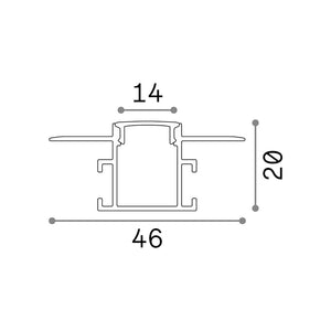 Profilo Slot Metallo Bianco Trimless D46X20 200Cm