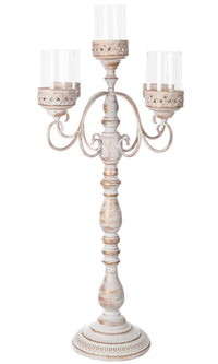 Candelabro a 5 Fiamme Anticato Shabby Chic Elegante H 76 cm Arredo Blanc Mariclò