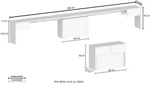 Panca Allungabile 66/290x25x45 cm Pratika Singola A Cemento