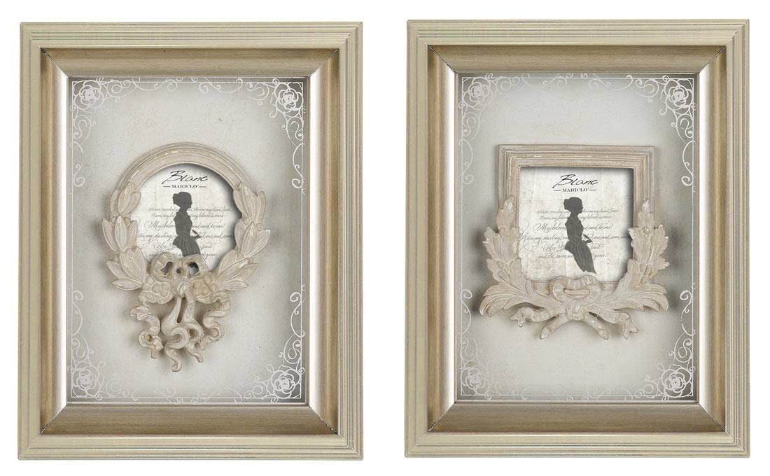 Portafoto con Cornice Shabby Chic Anticato Elegante Dame e Roseti Blanc Mariclò