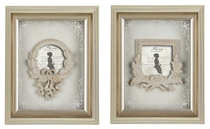 Portafoto con Cornice Shabby Chic Anticato Elegante Dame e Roseti Blanc Mariclò