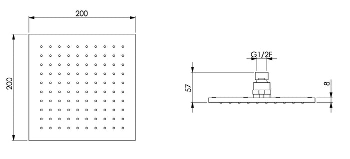 Soffione doccia quadrato 20x20 ispezionabile