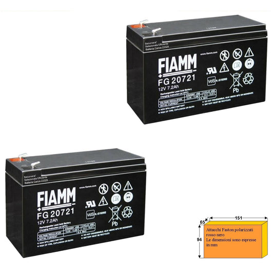 2 BATTERIE RICARICABILI FIAMM 12V 7,2AH Securvera SF-172DRFSCSD