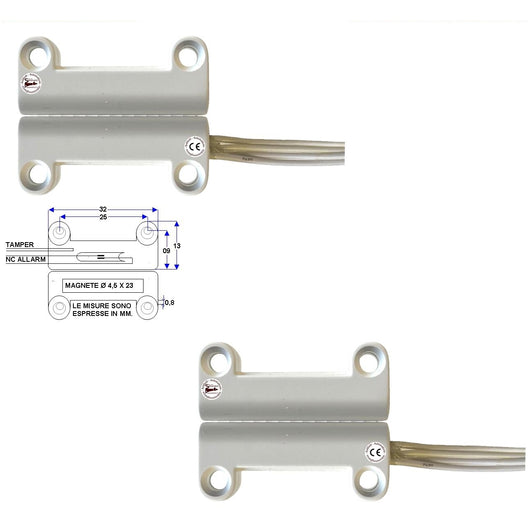 2 CONTATTI MAGNETICI A MATTONCINO DA ESTERNO CONTATTO NC Securvera ST-400DMMBFTA