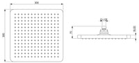 Soffione doccia in abs cromato 30x30 quadrato