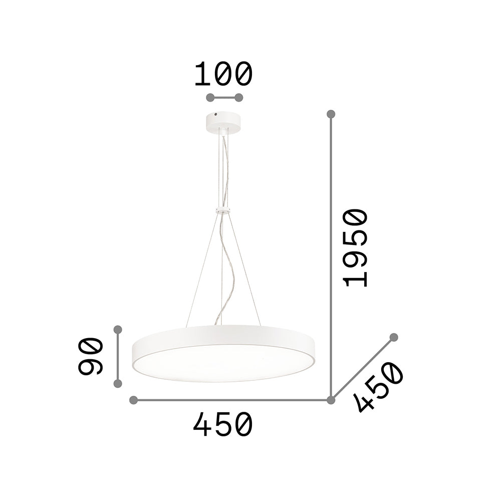 Sospensione Moderna Halo Alluminio Bianco Led 32W 3000K Luce Calda