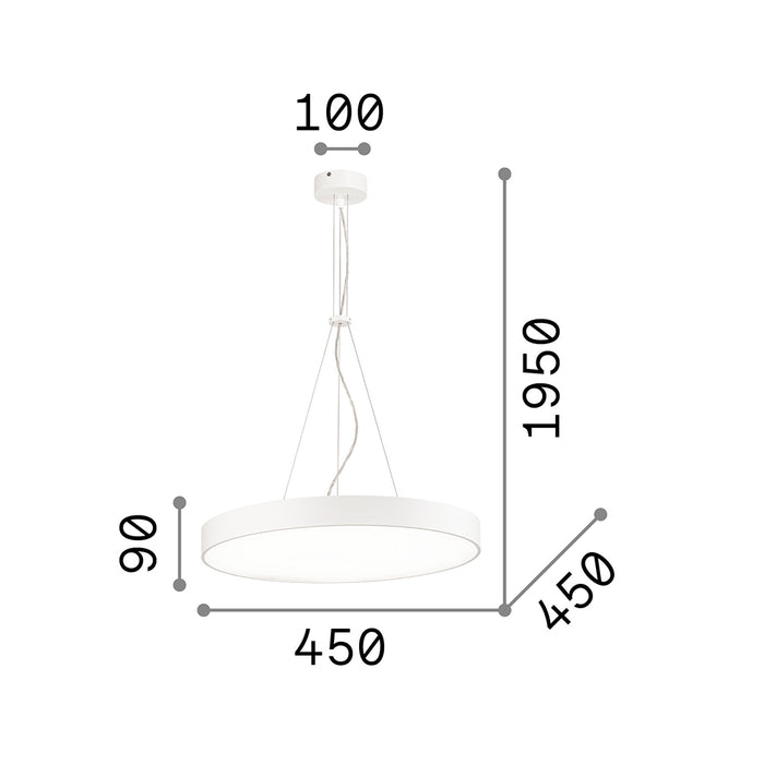 Sospensione Moderna Halo Alluminio Bianco Led 32W 4000K Luce Naturale