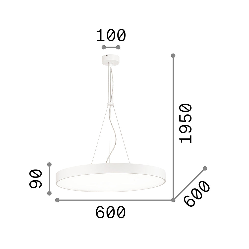 Sospensione Moderna Halo Alluminio Bianco Led 46W 3000K Luce Calda