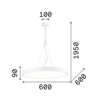 Sospensione Moderna Halo Alluminio Bianco Led 46W 3000K Luce Calda