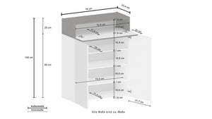 Scarpiera 2 Ante e 1 Ripiano a Ribalta 76x35x100 cm Savona 2A 1R Bianco Opaco/Rovere Wotan