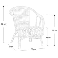 Poltrona Giada da giardino casa in legno di bambu e vimini intrecciato