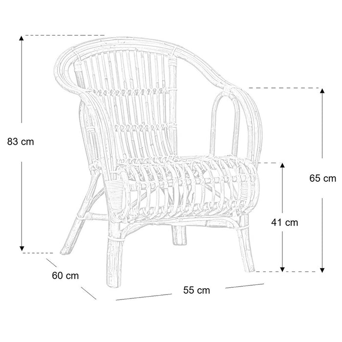 Poltrona Giada da giardino casa in legno di bambu e vimini intrecciato