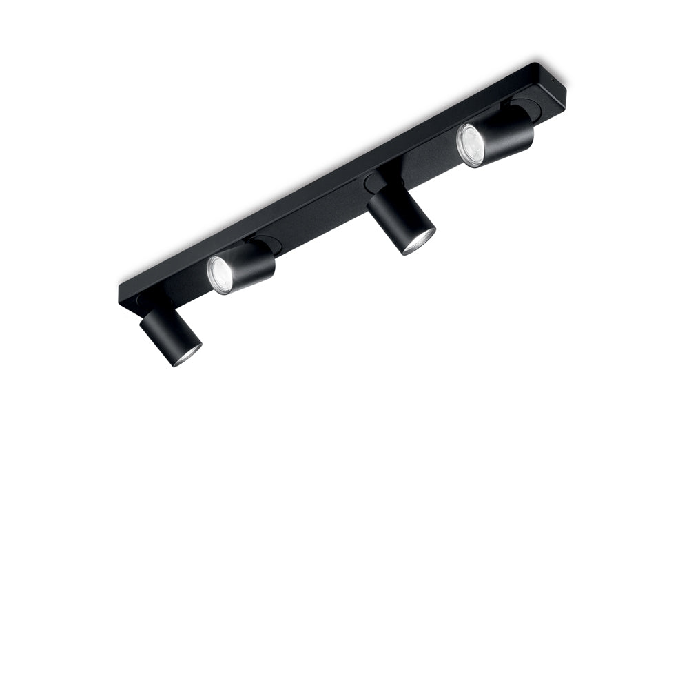 Plafoniera Moderna Rudy Metallo Nero 4 Luci 7W 3000K Luce Calda