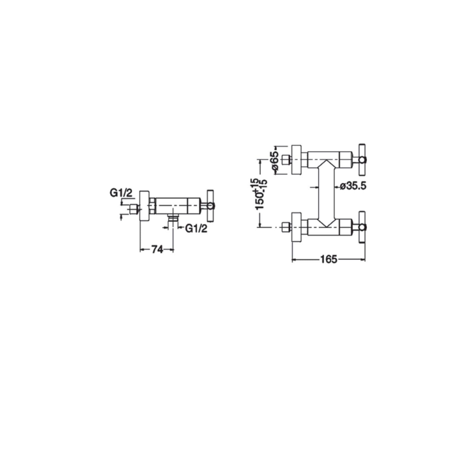 Kit miscelatori lavabo+bidet+doccia in ottone cromato collezione Sirio Keller Taps - fornito con doccino