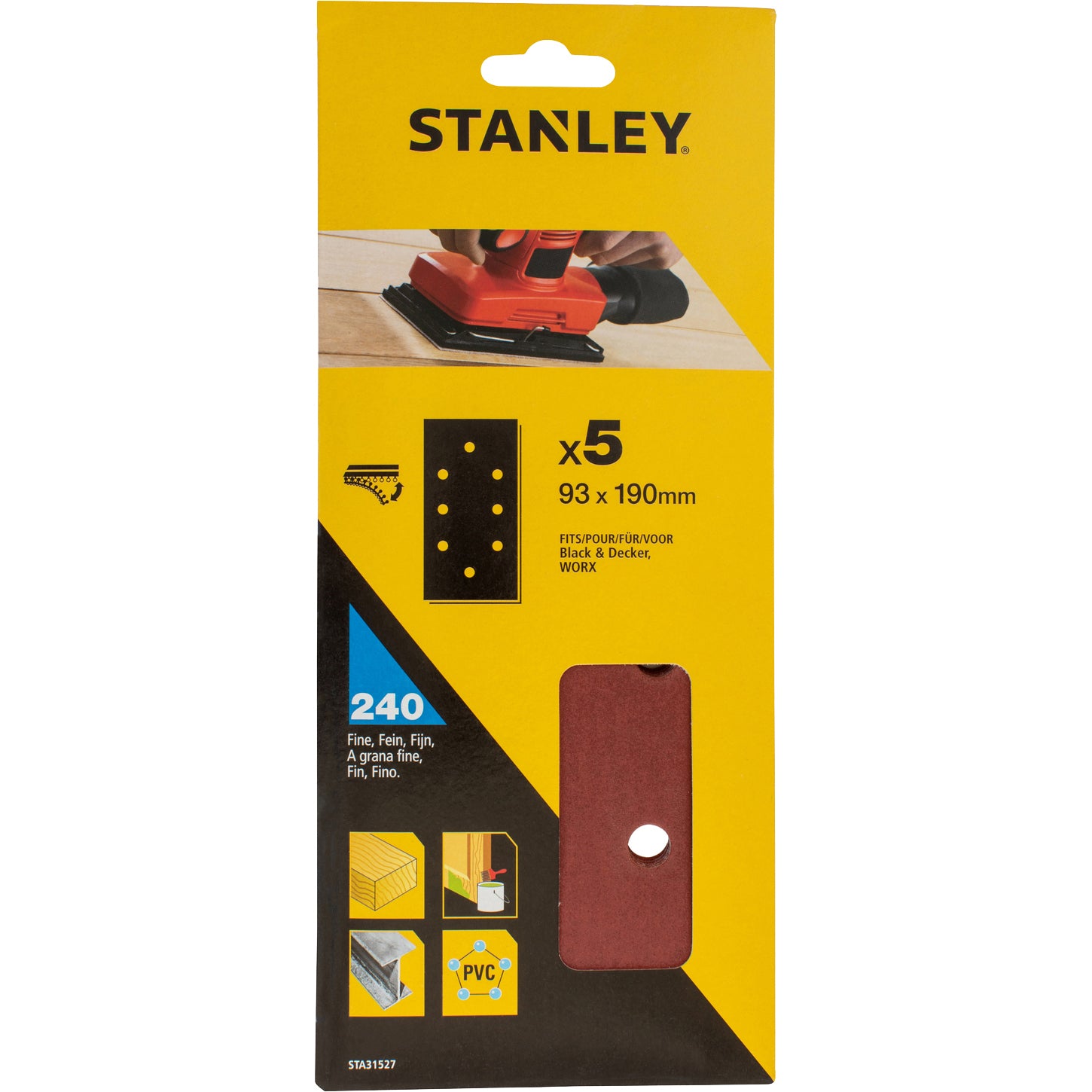 PIRANHA/STANLEY STA31527 (X31527) 5 FOGLI VEL.B+D 93X190 GR.240 STANLEY CF 1,0