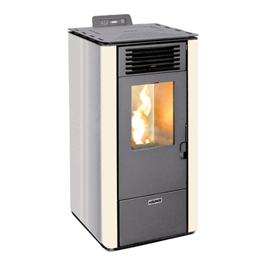 Modello 8W - Stufa A Pellet Ventilata In Acciaio 7Kw Con Caricamento Pellet Automatico E Telecomando Colore Bianco - Maurer