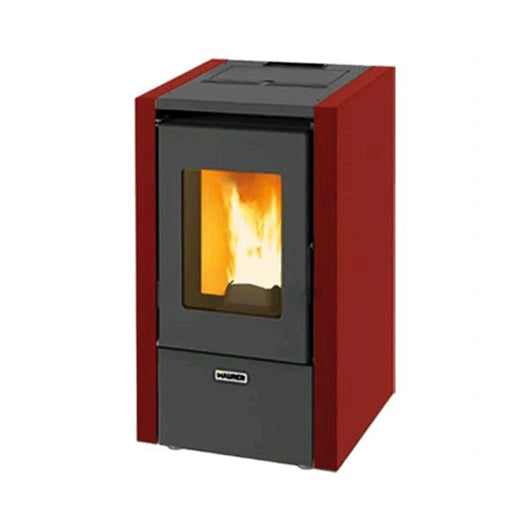 Mignon 6B - Stufa A Pellet Ventilata In Acciaio 6Kw Con Focolare Estraibile E Predisposizione Wi-Fi Colore Bordeaux - Maurer