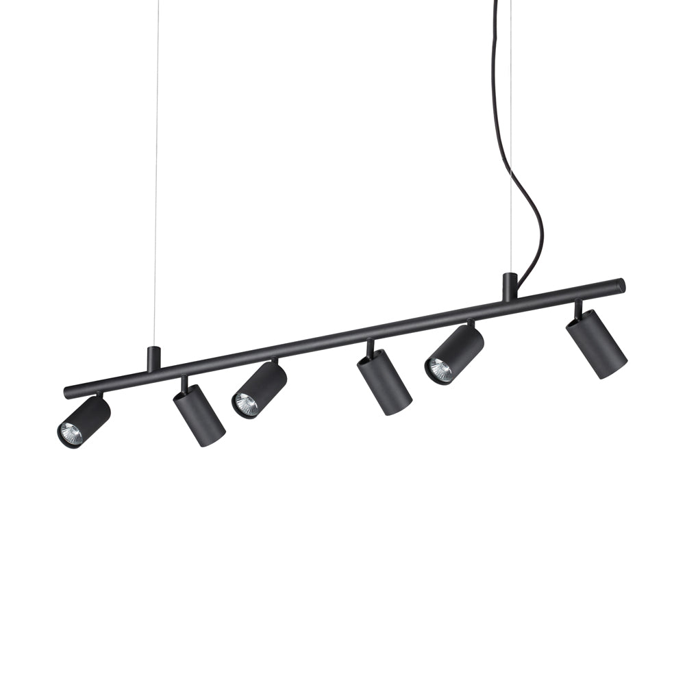 Lampadario Moderna Dynamite Metallo Nero 6 Luci Gu10 7W 3000K Luce Calda