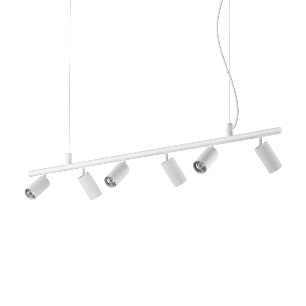 Lampadario Moderna Dynamite Metallo Bianco 6 Luci Gu10 7W 3000K Luce Calda