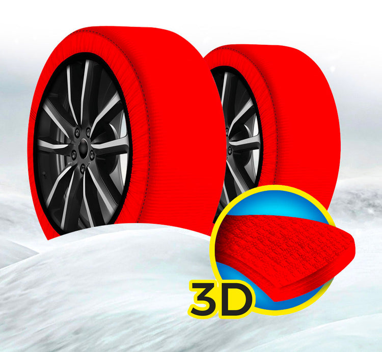 Calze da Neve per Auto Omologate EN 16662-1 Taglia XS in Tessuto 3D Rosso