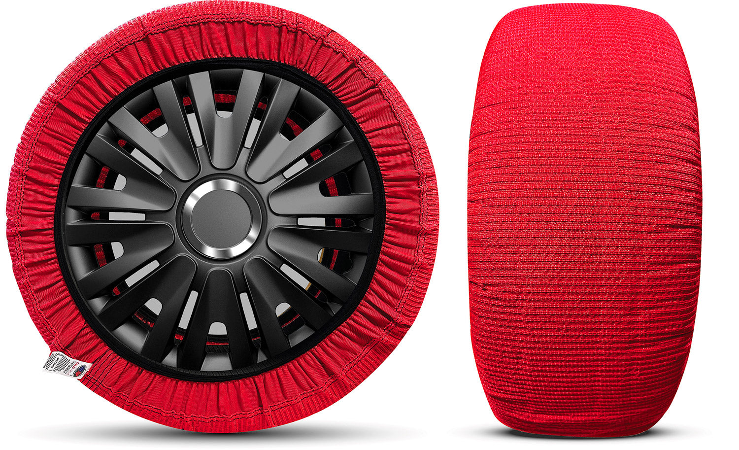 Calze da Neve per Auto Omologate EN 16662-1 Taglia M in Tessuto 3D Rosso