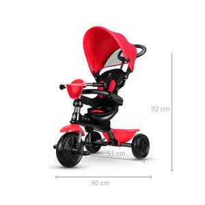 Triciclo a Spinta per Bambini con Maniglione Direzionabile Qplay Cosy Rosso