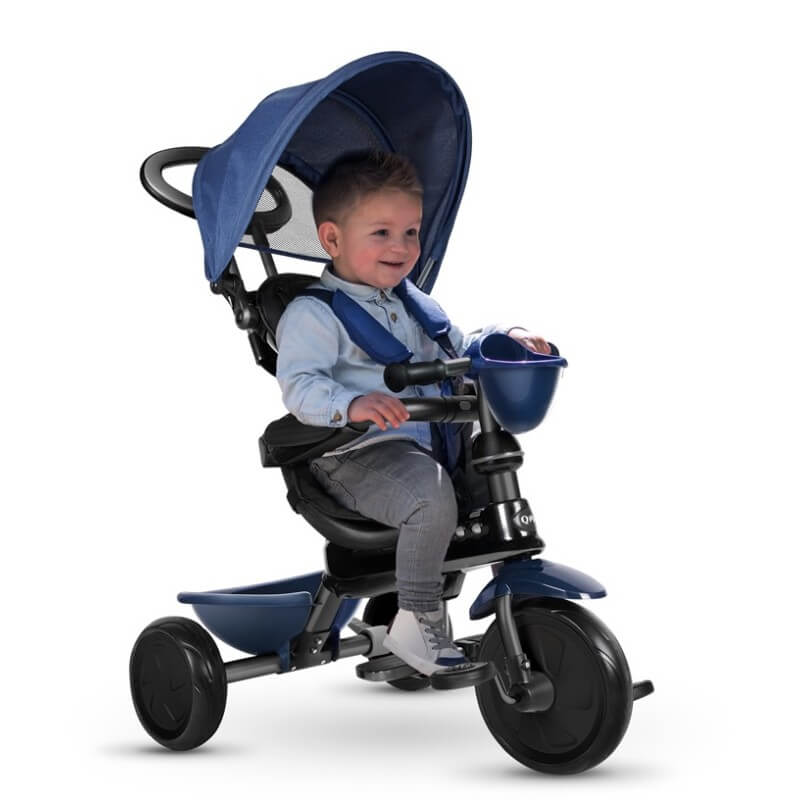 Triciclo a Spinta per Bambini con Maniglione Direzionabile Qplay Cosy Grigio