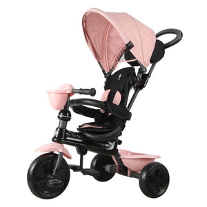 Triciclo a Spinta per Bambini con Maniglione Direzionabile Qplay Cosy Rosa