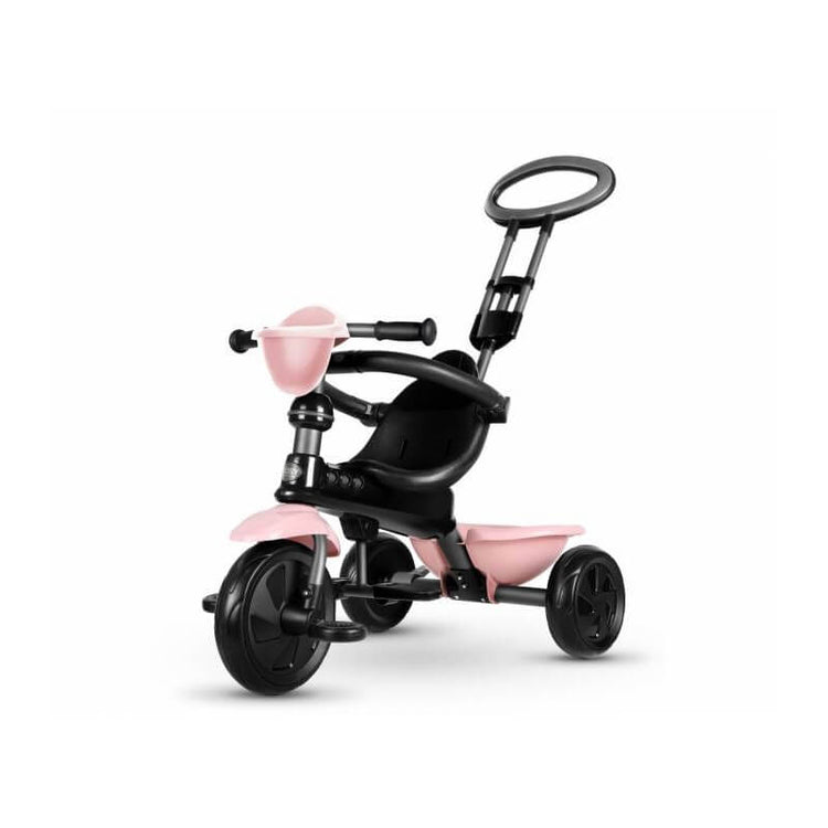 Triciclo a Spinta per Bambini con Maniglione Direzionabile Qplay Cosy Rosa