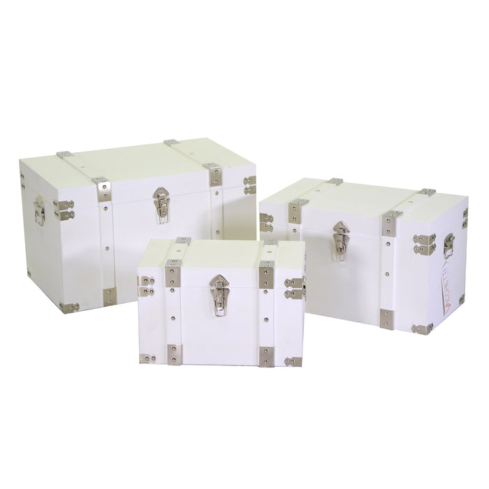 Set 3 Baule in legno bianco rettangolare