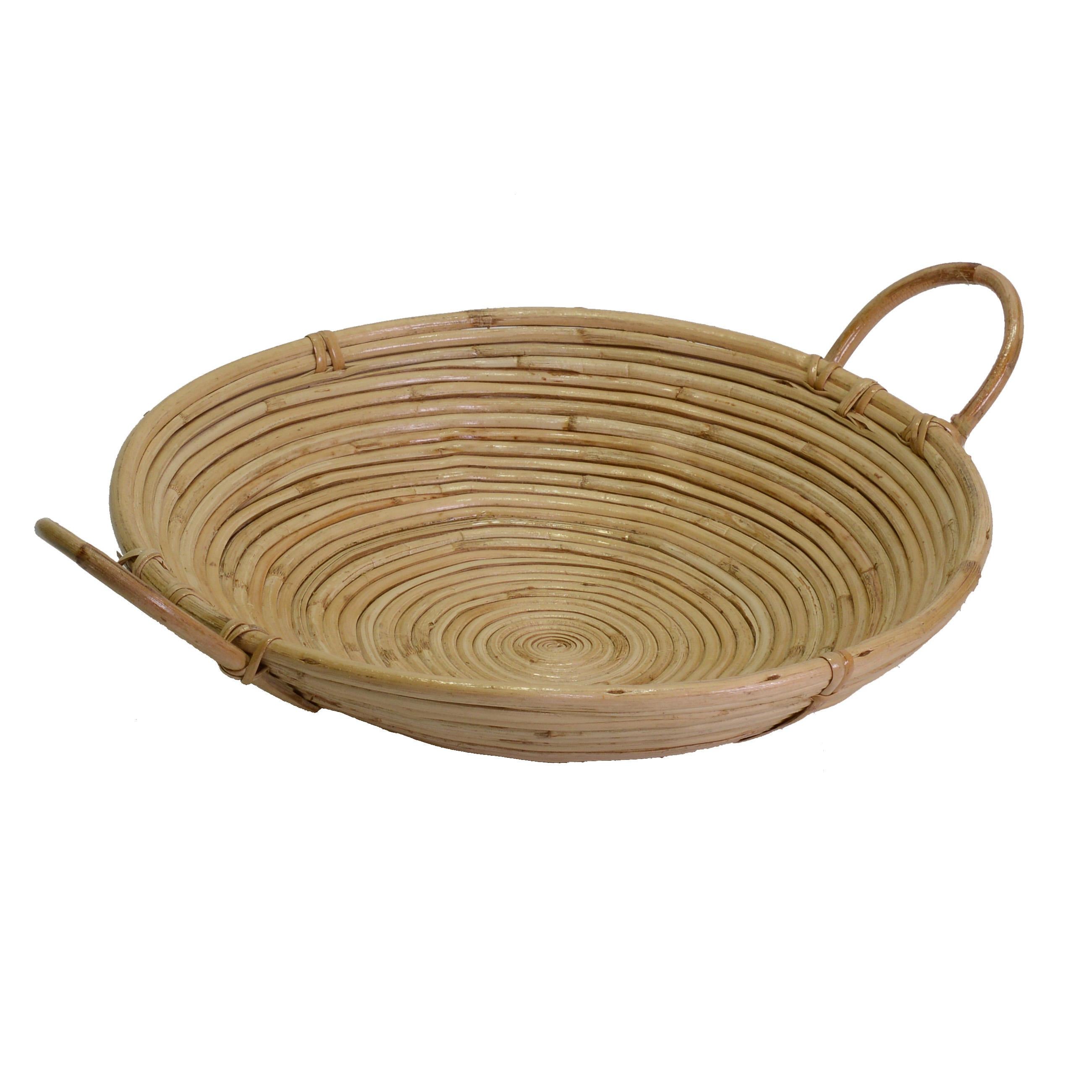 Cesta giunco naturale con manici tondo cm Ø40xh10x40