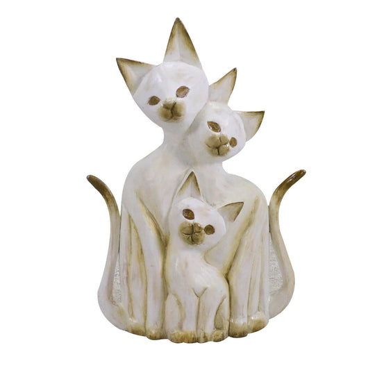 Statuina Gatto in legno bianco marrone cm 26x7xh40