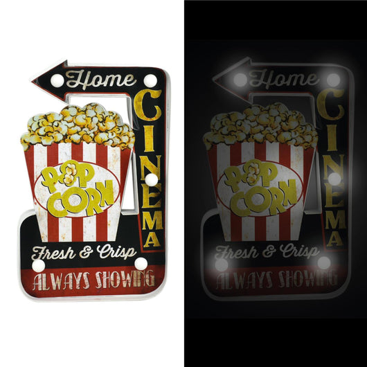 Insegna in metallo pop corn con led cm 25x40,5x5