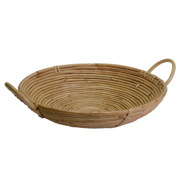 Cesta giunco naturale con manici tondo cmø35xh8x35