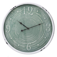 Orologio in metallo bordo bianco verde cm Ø48x6