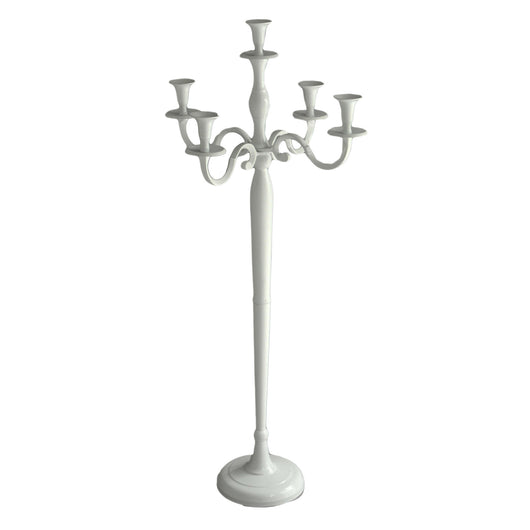 Portacandele candelabro in alluminio bianco 5 posti cm 45x45xh100