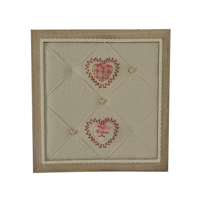 Portamemo in legno con stoffa rouge quadro cm 47x47x7