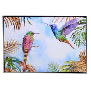 Quadro dipinto colibrì cm 92x62x4,5