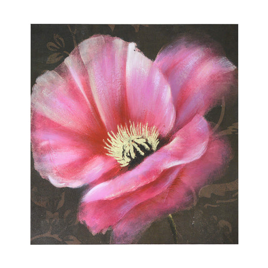 Quadro dipinto fiore rosa cm 80x80x4